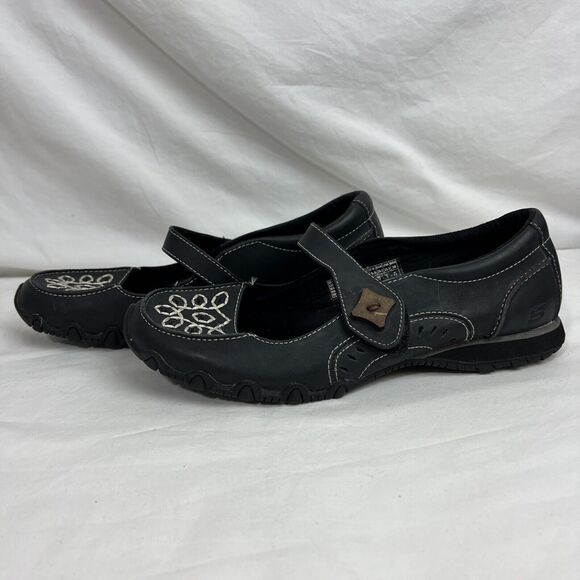 Skechers 47564 Black Leather Casual Mary Jane Flats Shoes Women's Size 8.5 - Picture 4 of 14
